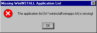 The application list (W:\wininstall.lst). is missing!